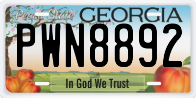 GA license plate PWN8892
