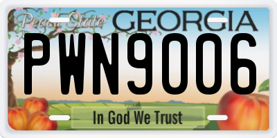 GA license plate PWN9006
