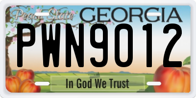 GA license plate PWN9012