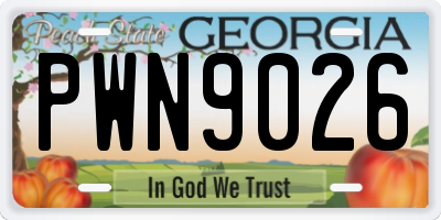 GA license plate PWN9026