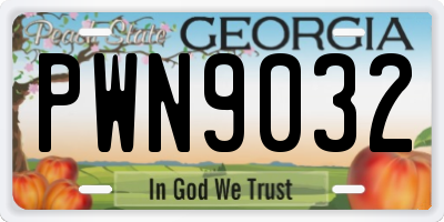 GA license plate PWN9032