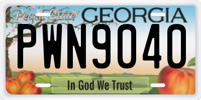 GA license plate PWN9040