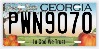 GA license plate PWN9070