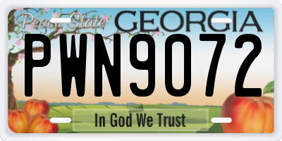 GA license plate PWN9072