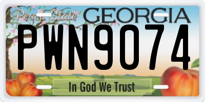 GA license plate PWN9074