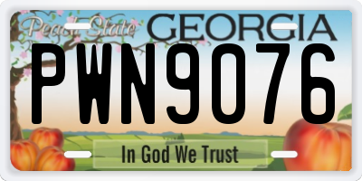 GA license plate PWN9076