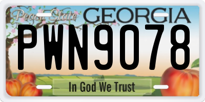 GA license plate PWN9078