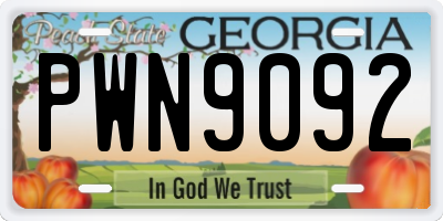 GA license plate PWN9092