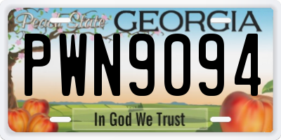 GA license plate PWN9094