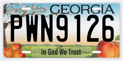 GA license plate PWN9126