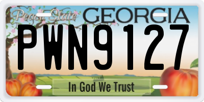 GA license plate PWN9127
