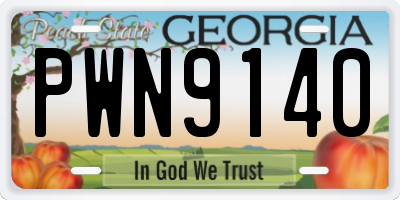 GA license plate PWN9140