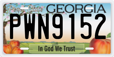 GA license plate PWN9152