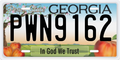 GA license plate PWN9162