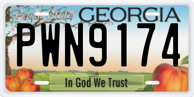 GA license plate PWN9174