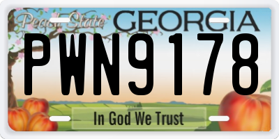 GA license plate PWN9178