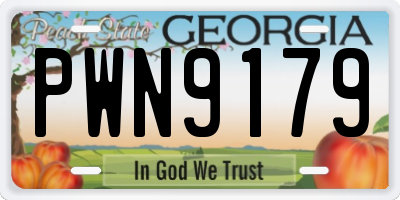 GA license plate PWN9179