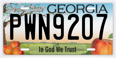 GA license plate PWN9207