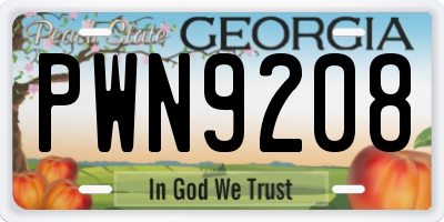 GA license plate PWN9208