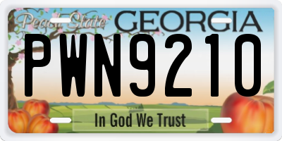 GA license plate PWN9210