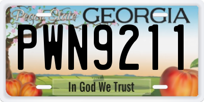 GA license plate PWN9211