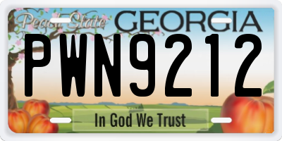 GA license plate PWN9212