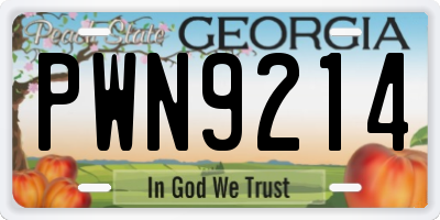 GA license plate PWN9214