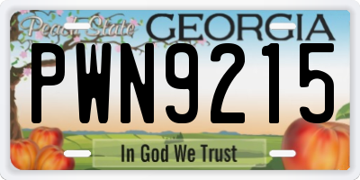GA license plate PWN9215