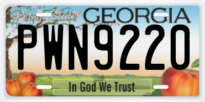 GA license plate PWN9220