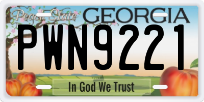 GA license plate PWN9221