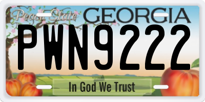 GA license plate PWN9222
