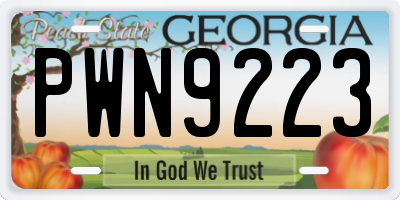 GA license plate PWN9223