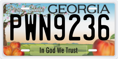 GA license plate PWN9236