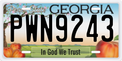 GA license plate PWN9243