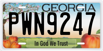 GA license plate PWN9247
