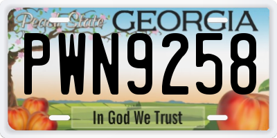 GA license plate PWN9258