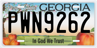 GA license plate PWN9262
