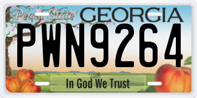 GA license plate PWN9264