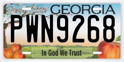 GA license plate PWN9268