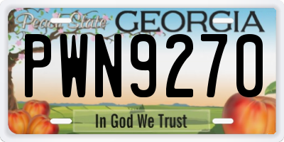 GA license plate PWN9270