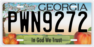 GA license plate PWN9272