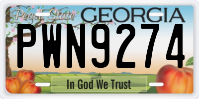 GA license plate PWN9274