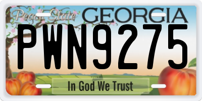 GA license plate PWN9275