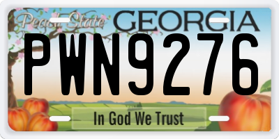 GA license plate PWN9276