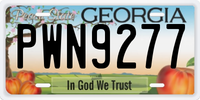 GA license plate PWN9277