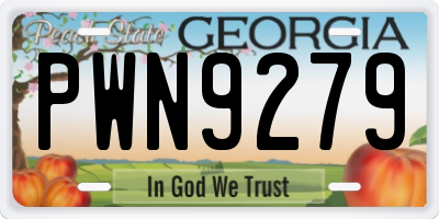 GA license plate PWN9279