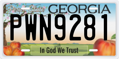 GA license plate PWN9281