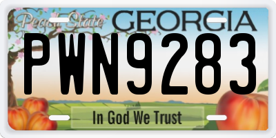 GA license plate PWN9283