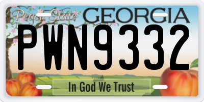 GA license plate PWN9332