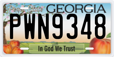 GA license plate PWN9348